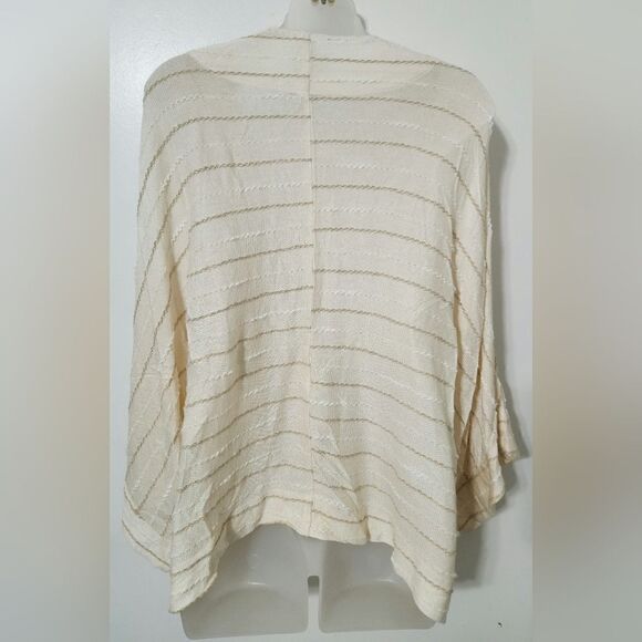 Dolan Womens Cream Business Casual Striped Open Front Dolman Sleeve Cardigan M/L - Picture 5 of 7